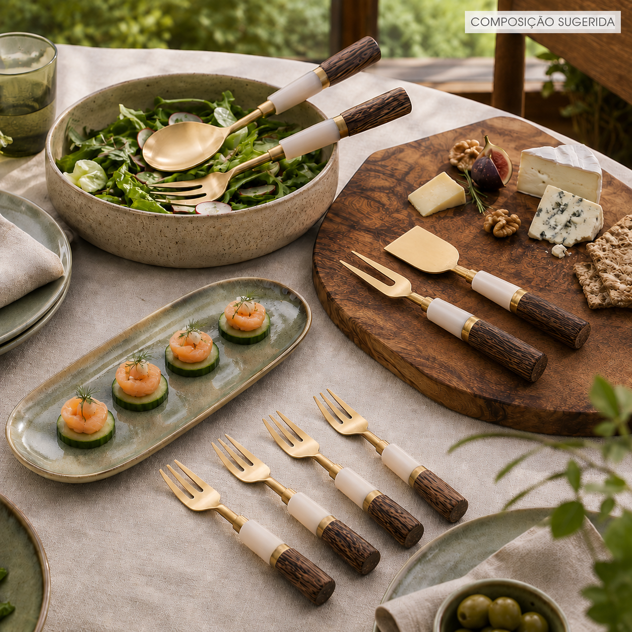 Conjunto de Talheres para Aperitivo Finger Food 4 Peças Garbo Opal Wood | Bukhara
